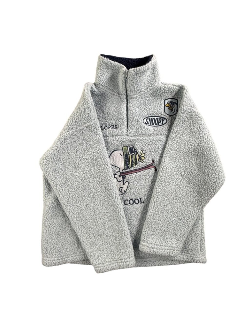 Peanuts Sweatshirt Womens XL Blue Sherpa Fleece Pullover 1/4 Zip Snoopy Ski Cozy - Picture 6 of 14